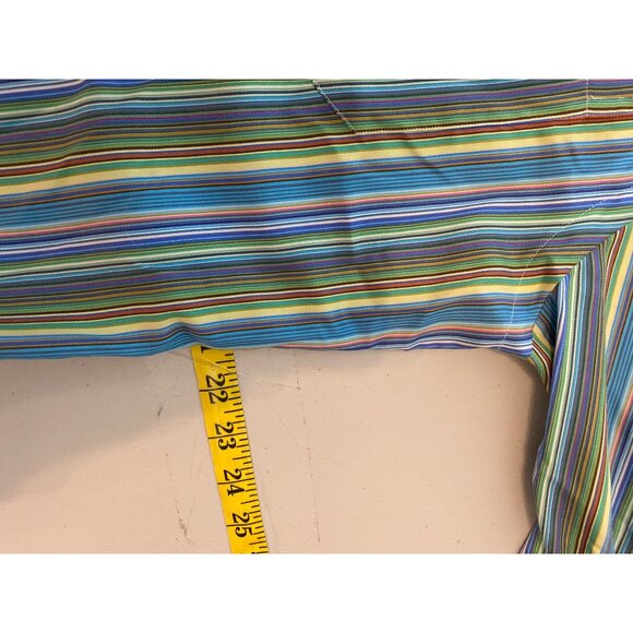2 Paul Fredrick Mens Classic Fit Dress Shirts Pink & Green Striped Medium - Picture 8 of 9